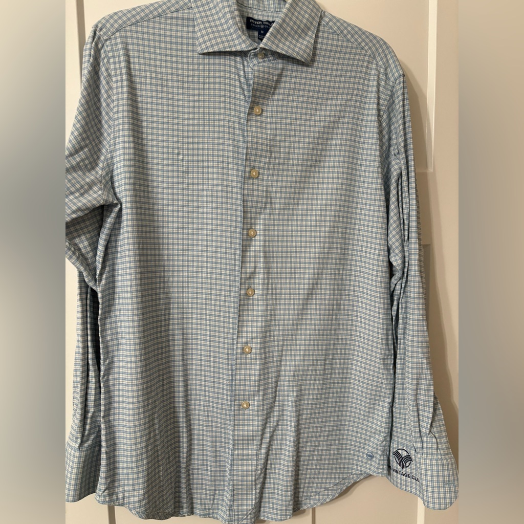 Peter Millar Crown Crafted Men’s Button Down Shirt Size M Blue/White